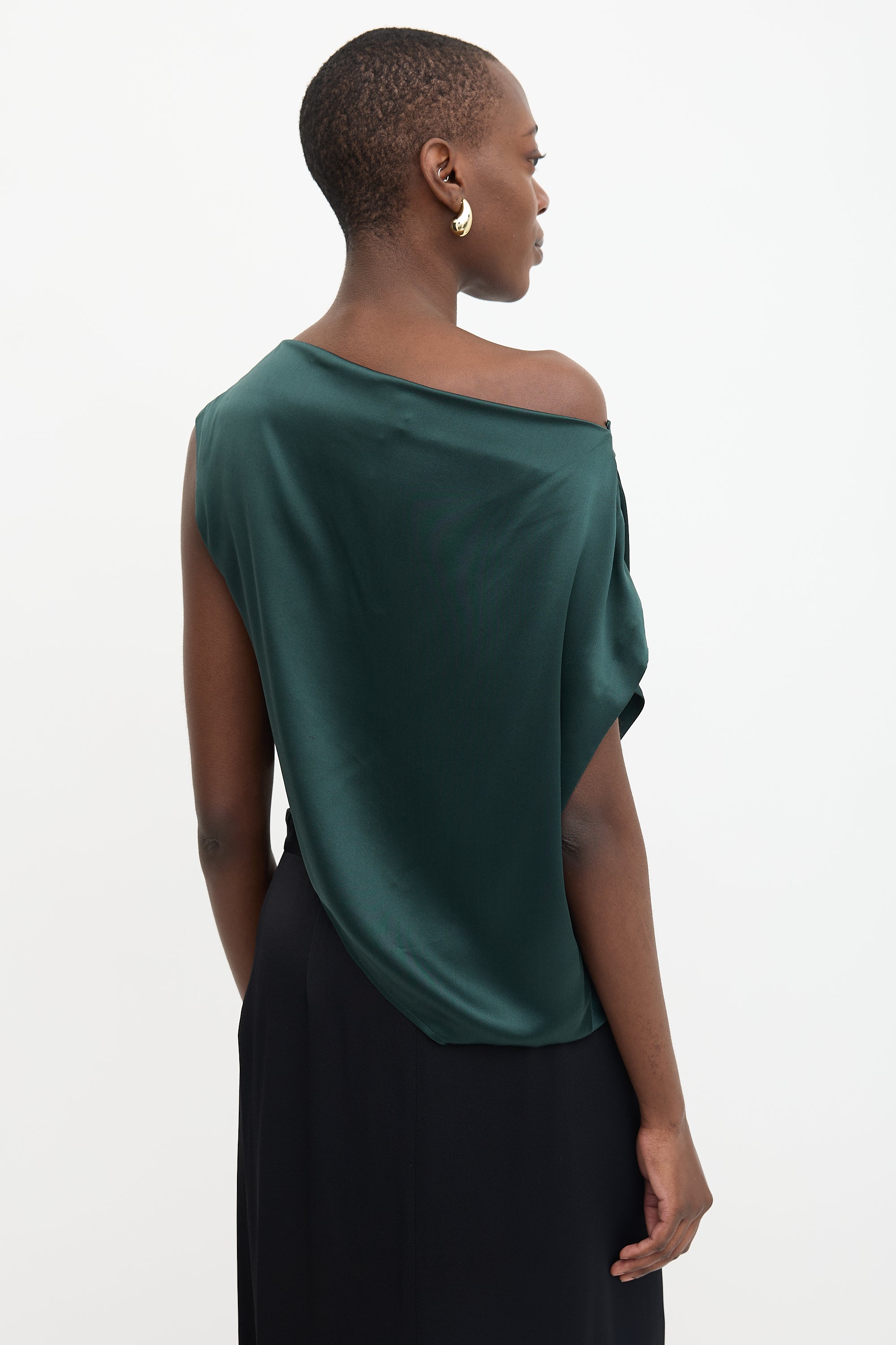 The Sei Silk Satin Draped Top