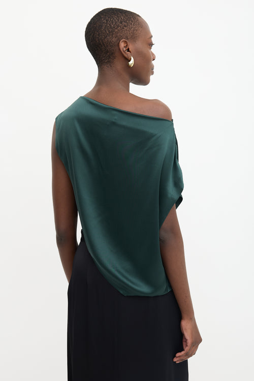 The Sei Silk Satin Draped Top
