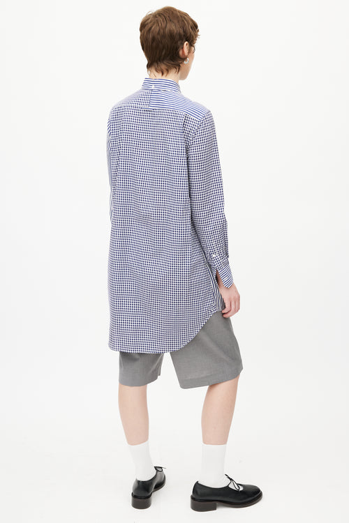 Thom Browne Blue & White Plaid Extended Shirt