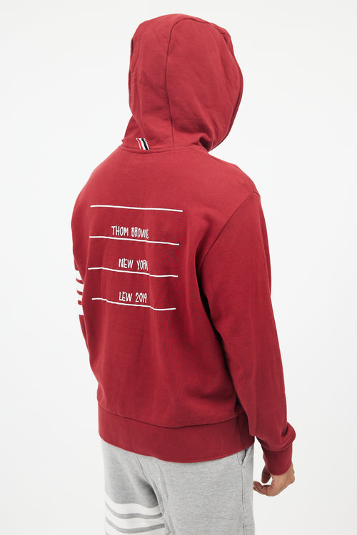Burgundy & White Stripe Hoodie