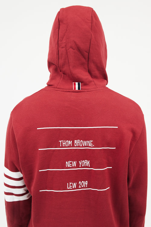 Burgundy & White Stripe Hoodie