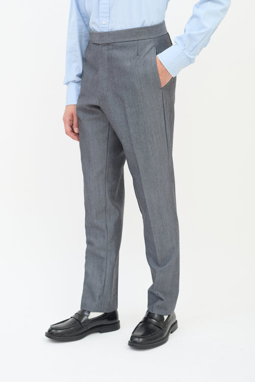 Thom Browne Dark Grey Wool & Mohair Tapered Trouser