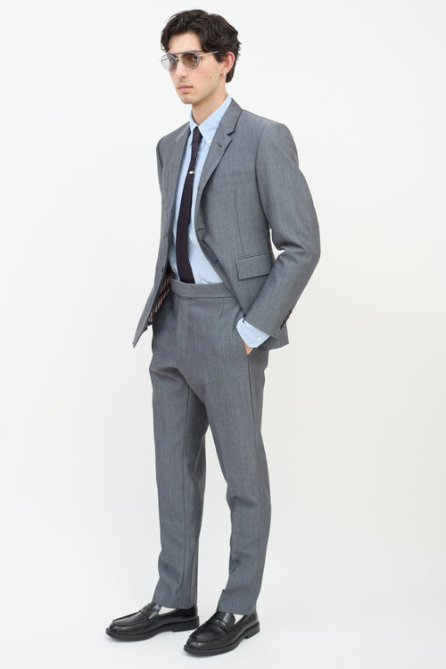 Thom Browne Dark Grey Wool & Mohair Tapered Trouser