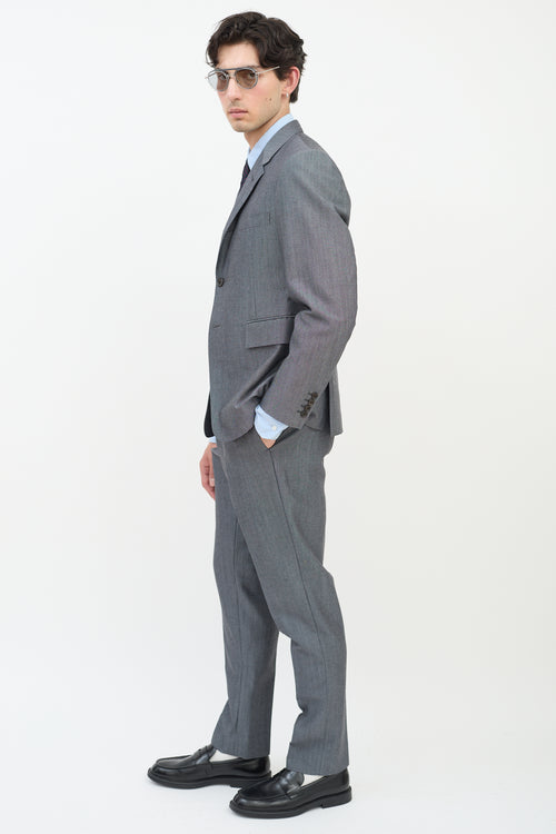 Thom Browne Dark Grey Wool & Mohair Tapered Trouser