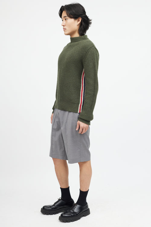 Thom Browne Green & Multicolour Ribbed Wool Knit Sweater
