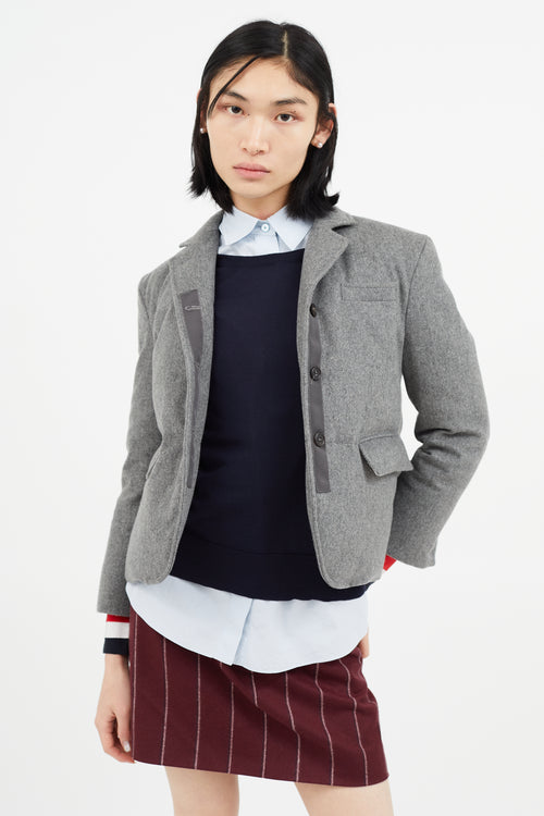Thom Browne Grey Cashmere & Down Padded Blazer