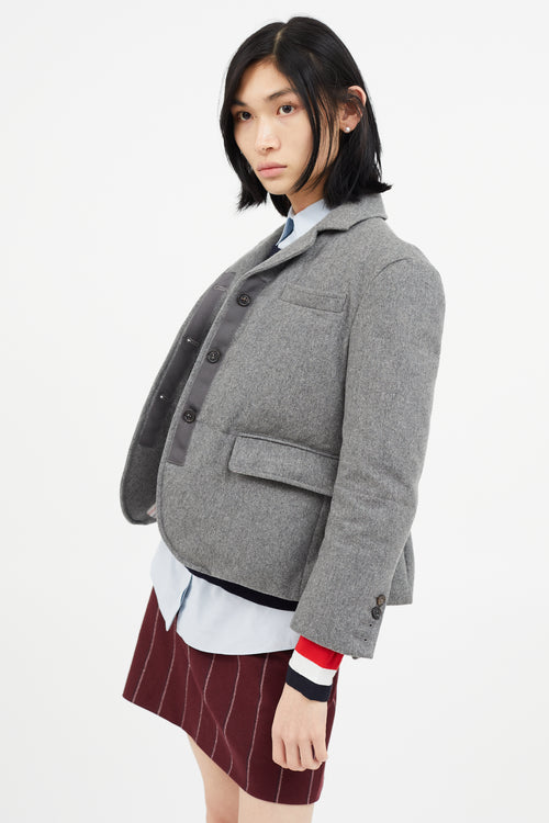 Thom Browne Grey Cashmere & Down Padded Blazer