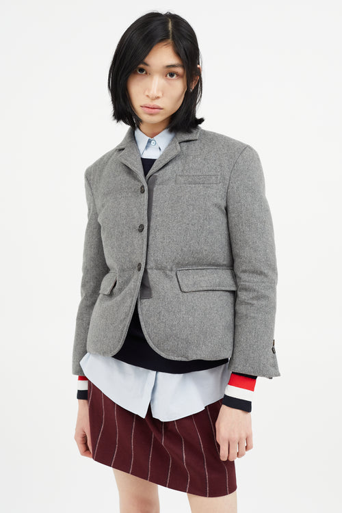 Thom Browne Grey Cashmere & Down Padded Blazer