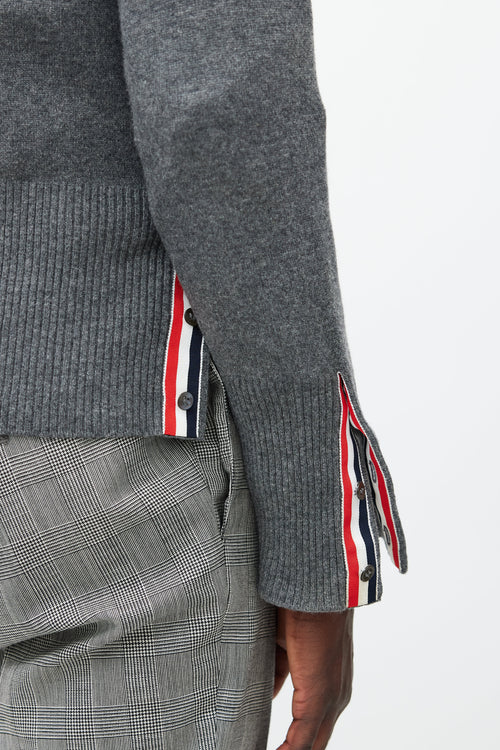 Thom Browne Grey & White Striped Cashmere Cardigan