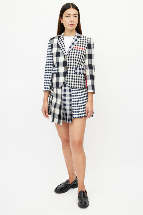 Thom Browne Cream & Multicolour Check Blazer & Skirt Suit
