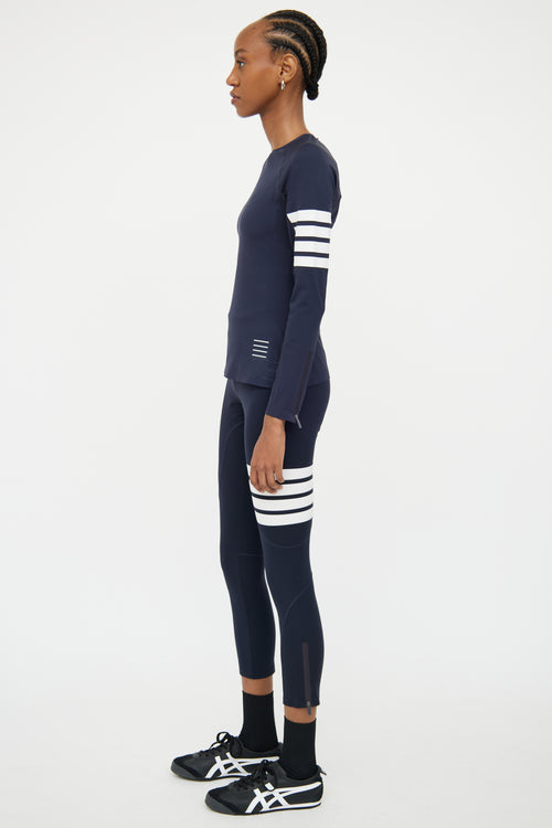 Thom Browne Navy Bar Top & Legging Set