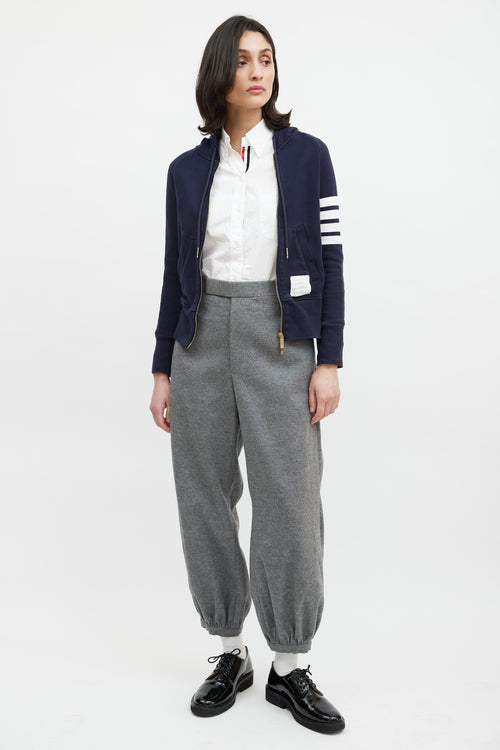 Thom Browne Navy & Cream Striped Hoodie