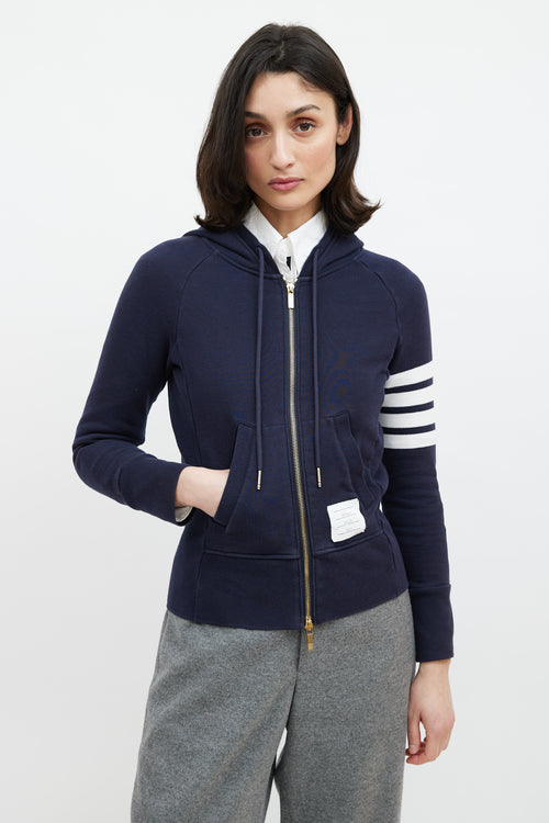 Thom Browne Navy & Cream Striped Hoodie
