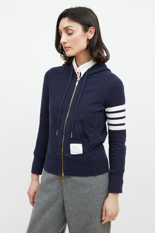 Thom Browne Navy & Cream Striped Hoodie