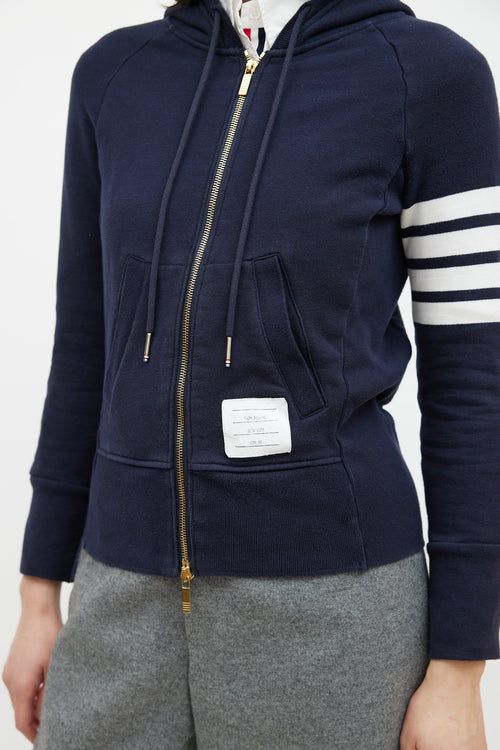 Thom Browne Navy & Cream Striped Hoodie