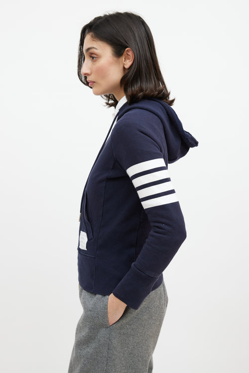 Thom Browne Navy & Cream Striped Hoodie