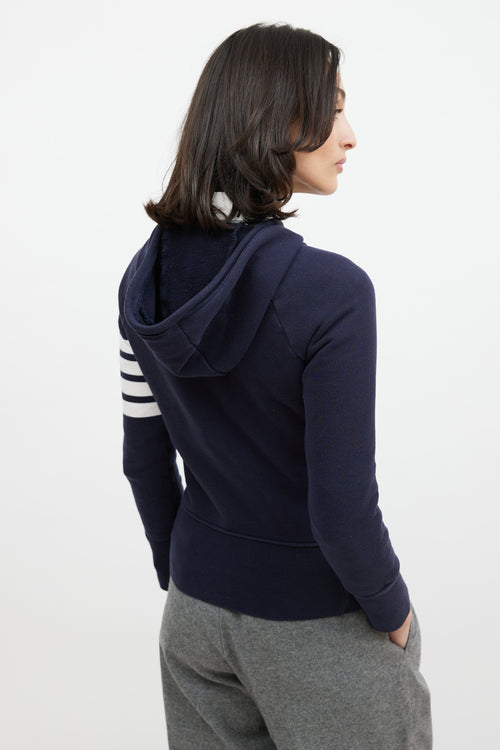 Thom Browne Navy & Cream Striped Hoodie
