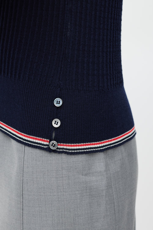 Thom Browne Navy & Multicolour Striped Trim Sweater Vest