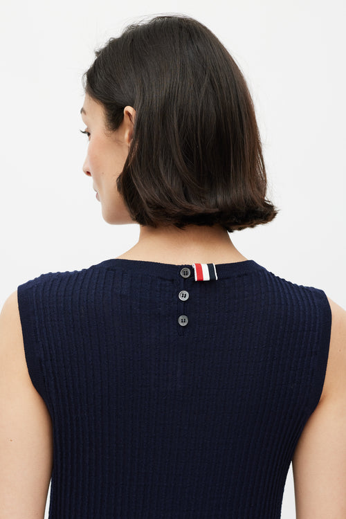 Thom Browne Navy & Multicolour Striped Trim Sweater Vest