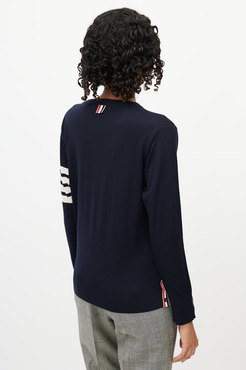 Thom Browne Navy & White Striped Sleeve Sweater