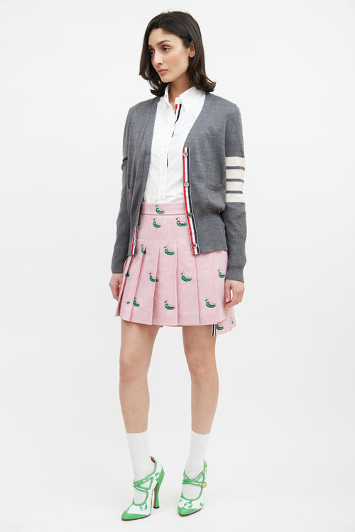 Thom Browne Pink & Green Embroidered Pleated Skirt