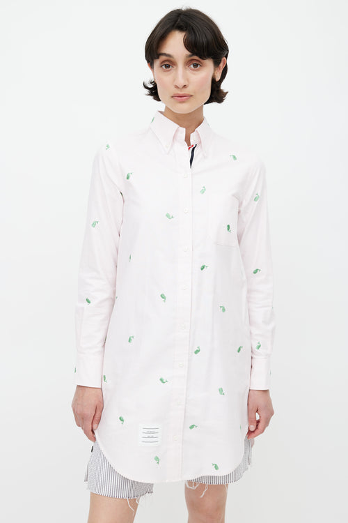 Thom Browne Pink & Green Embroidered Shirt
