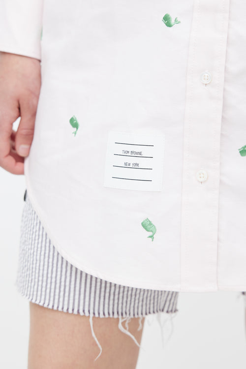 Thom Browne Pink & Green Embroidered Shirt