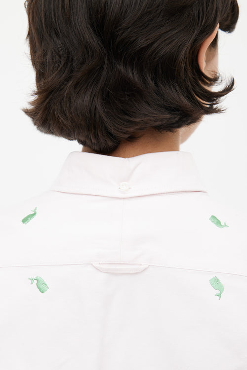 Thom Browne Pink & Green Embroidered Shirt