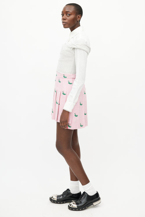 Thom Browne Pink & Green Pleated Duck Skirt