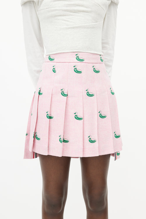 Thom Browne Pink & Green Pleated Duck Skirt