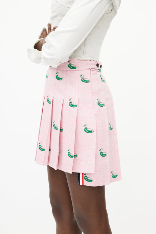 Thom Browne Pink & Green Pleated Duck Skirt