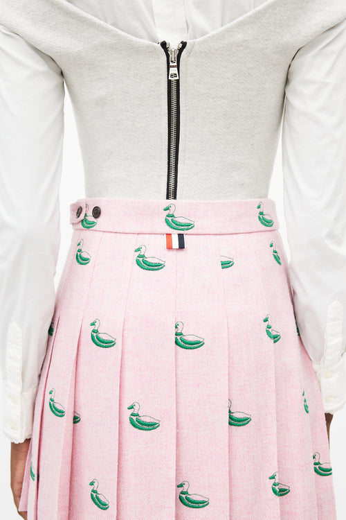 Thom Browne Pink & Green Pleated Duck Skirt