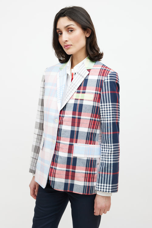 Thom Browne Pink & Multicolour Plaid Blazer