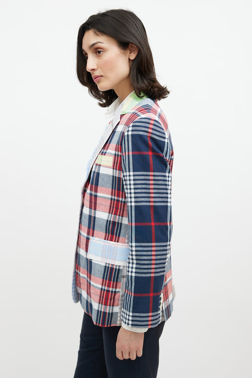 Thom Browne Pink & Multicolour Plaid Blazer