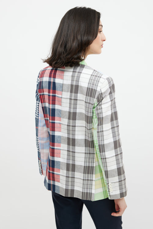Thom Browne Pink & Multicolour Plaid Blazer