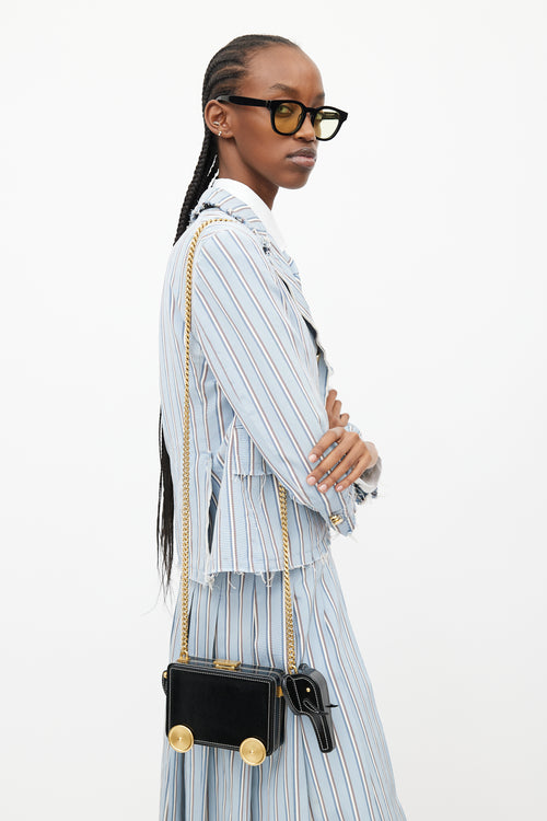 Thom Browne Black & Gold Leather Wheels Crossbody Bag