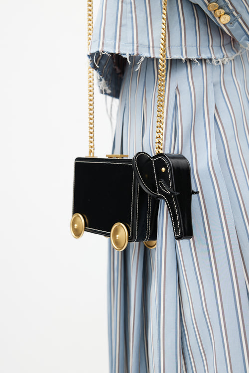 Thom Browne Black & Gold Leather Wheels Crossbody Bag