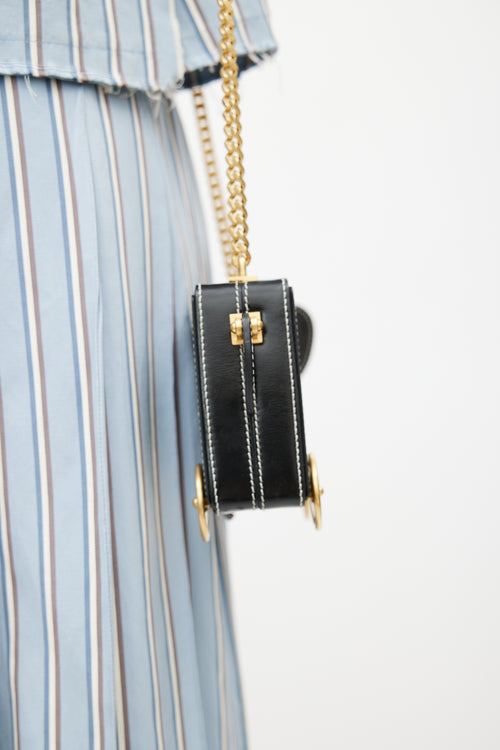 Thom Browne Black & Gold Leather Wheels Crossbody Bag