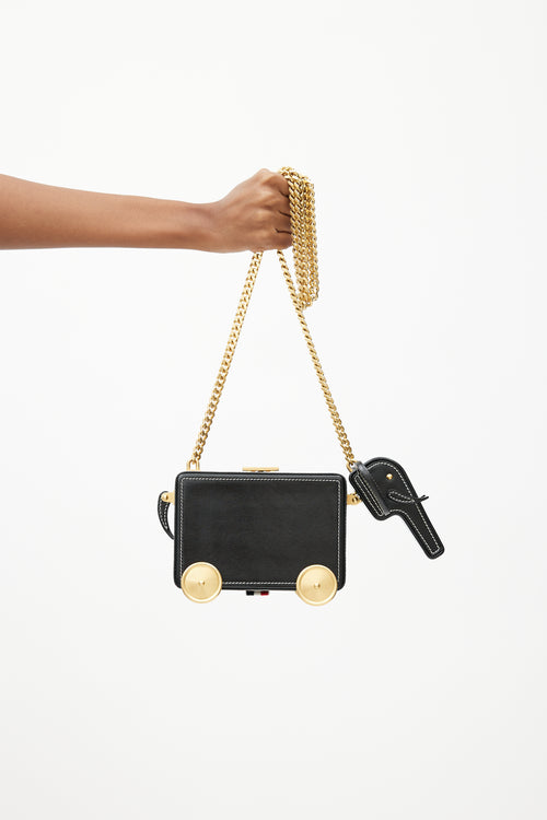 Thom Browne Black & Gold Leather Wheels Crossbody Bag