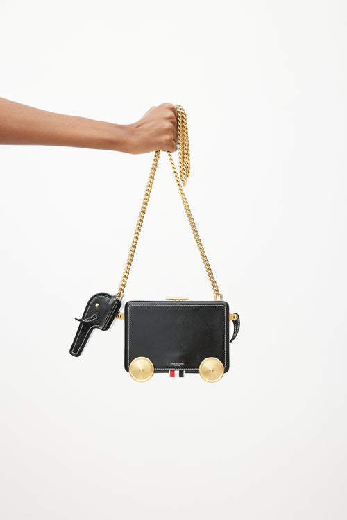 Thom Browne Black & Gold Leather Wheels Crossbody Bag