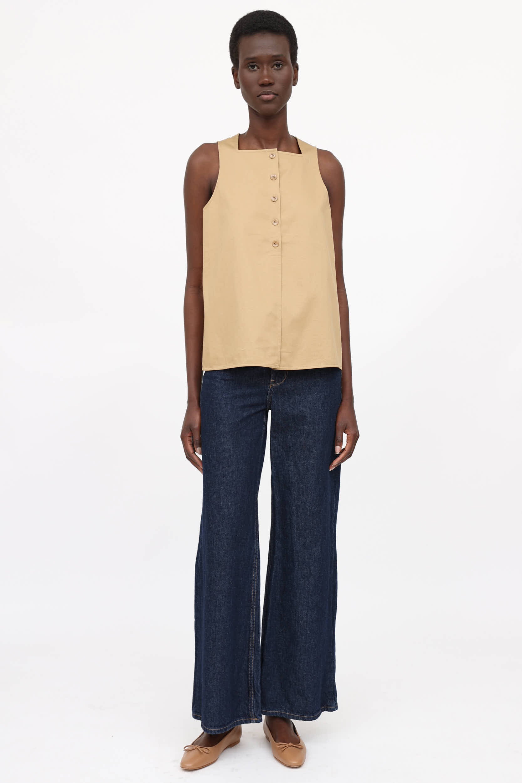 Tibi Button Up Sleeveless Shirt