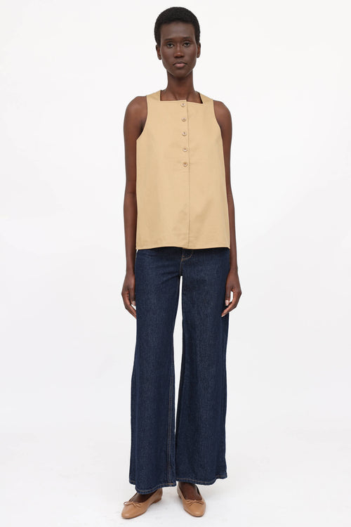 Tibi Button Up Sleeveless Shirt
