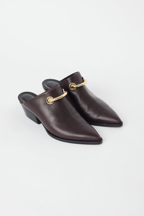 Tibi Brown & Gold Leather Mateo Mule