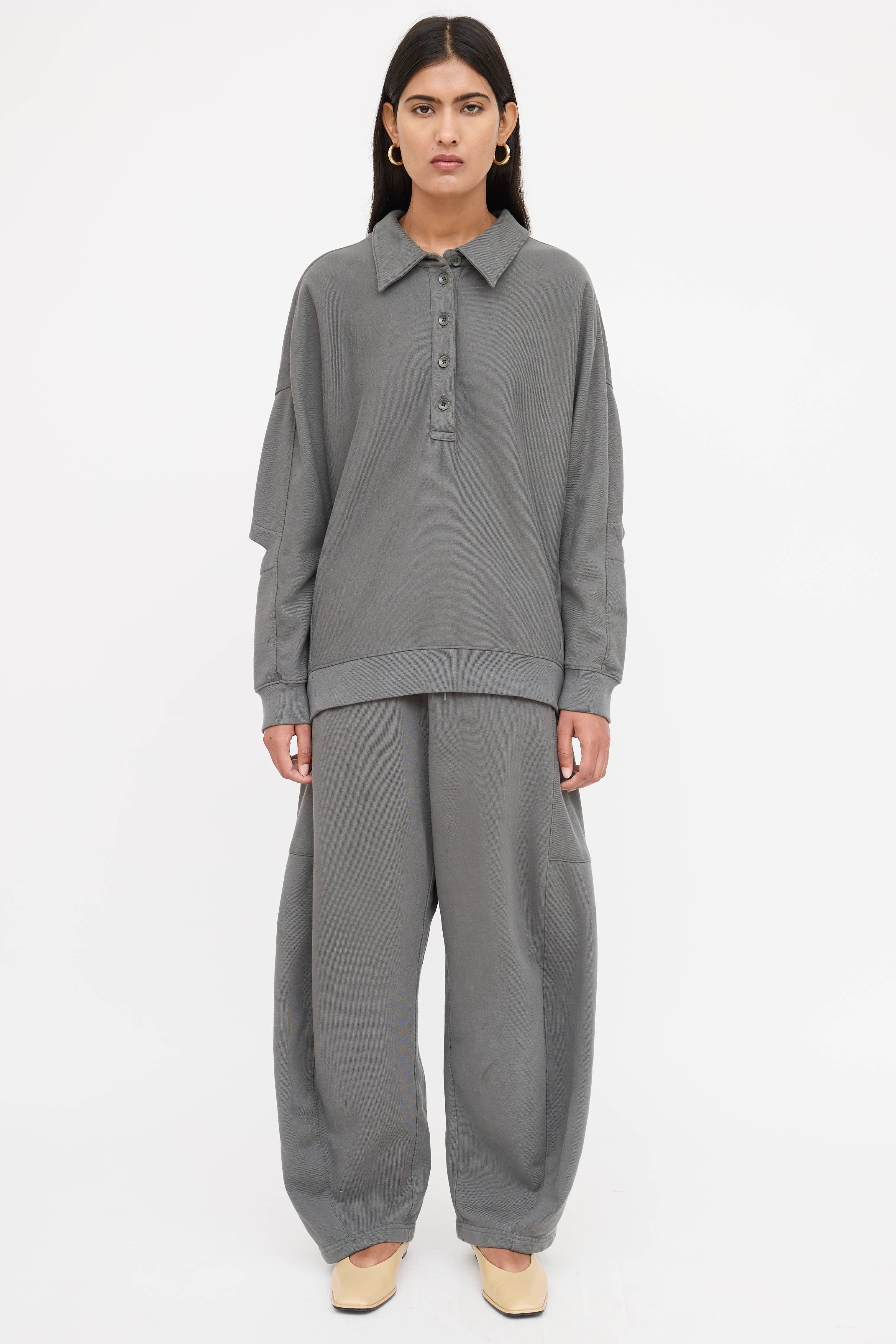 Tibi Relaxed Cotton Henley Co-Ord Set