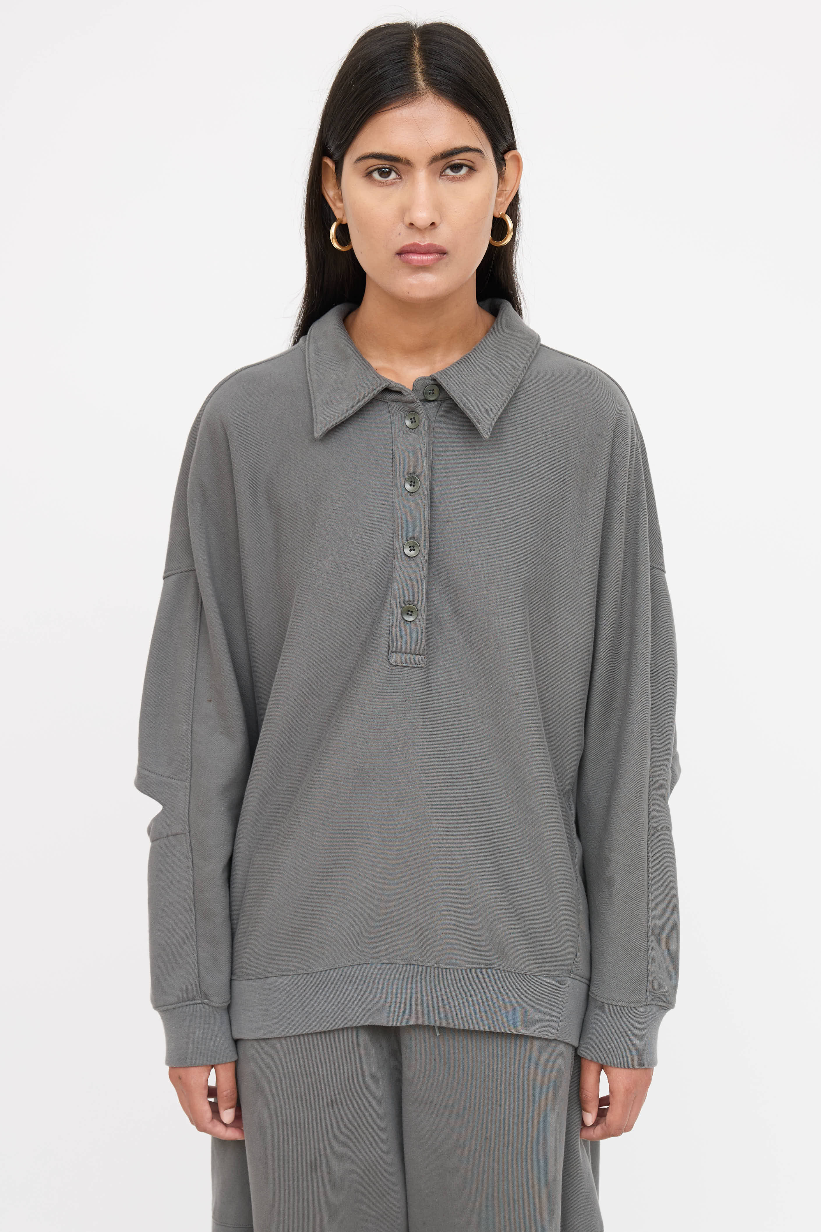Tibi Relaxed Cotton Henley Co-Ord Set