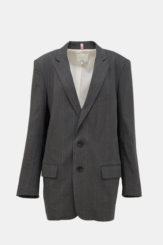 Tibi Linen Striped Blazer