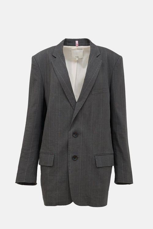 Tibi Linen Striped Blazer