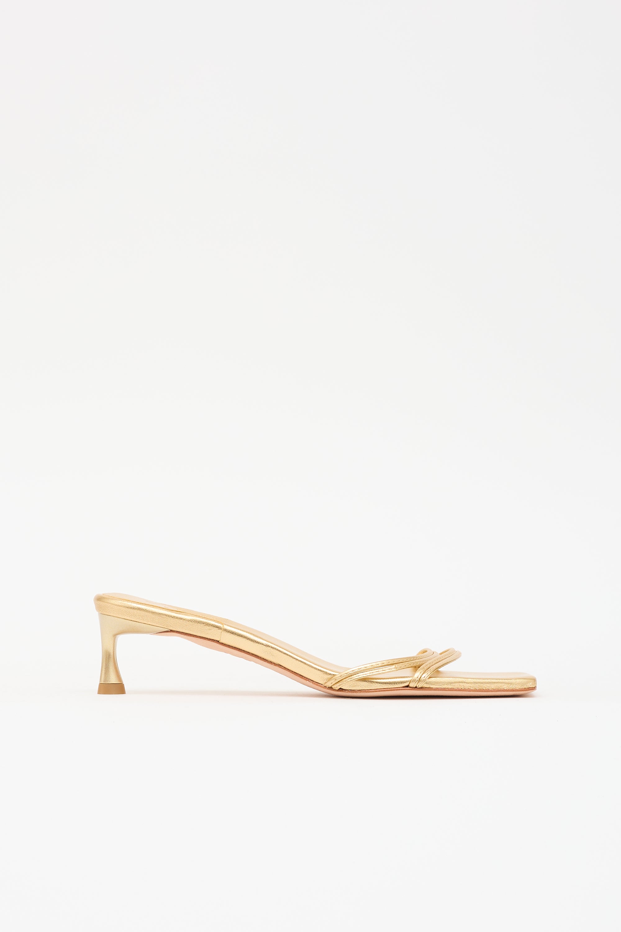 Tibi Metallic Leather Square Toe Sandal
