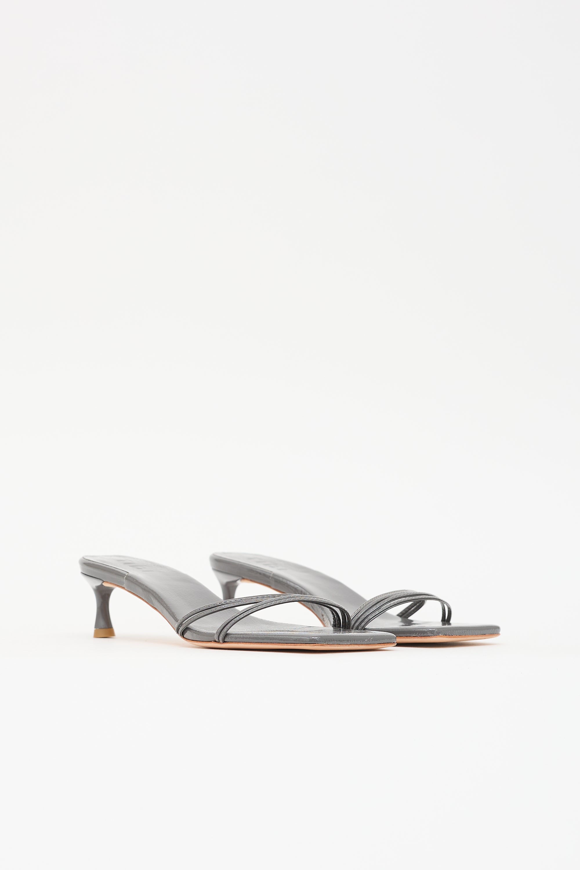 Tibi Patent Square Toe Sandal