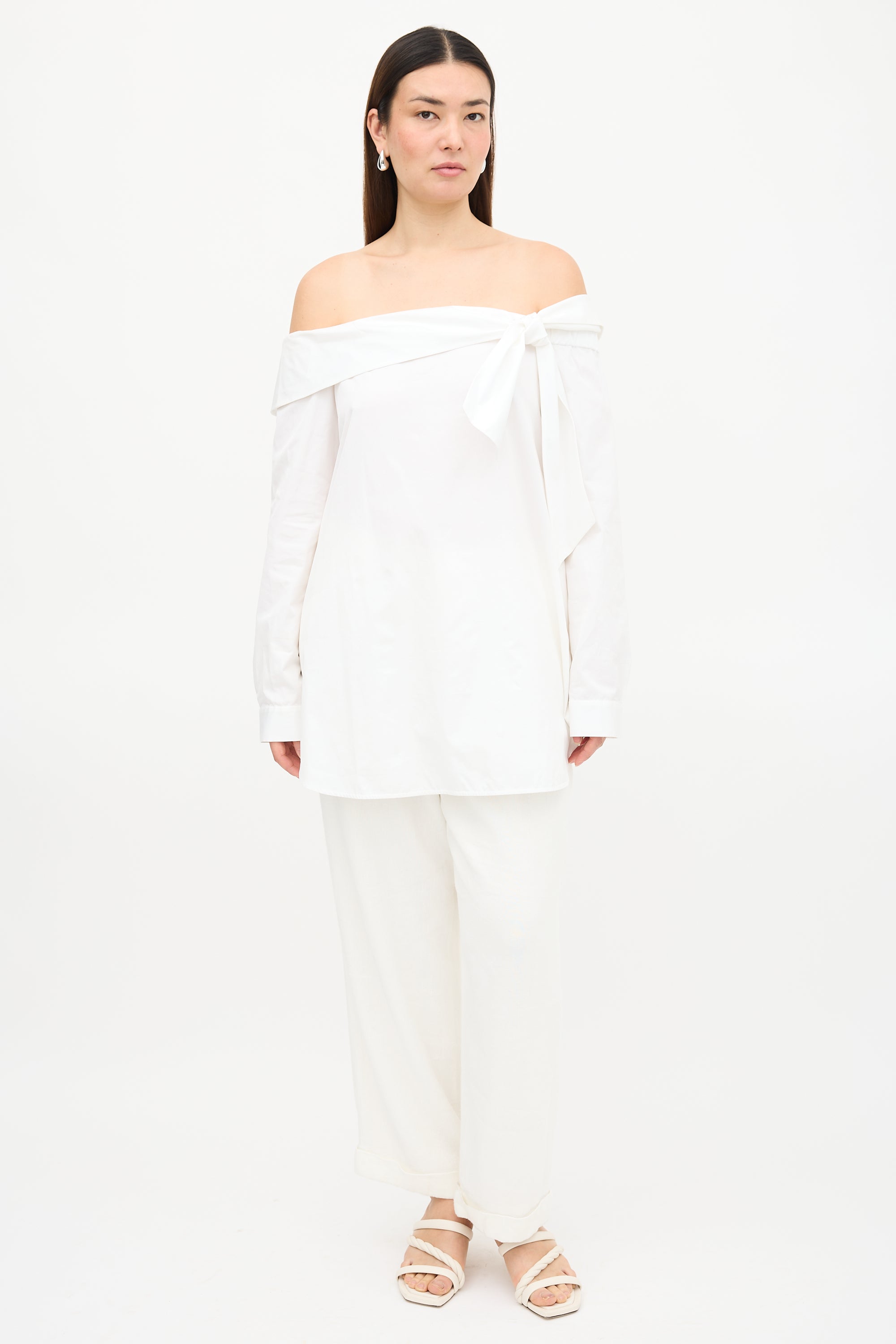Tibi Poplin Off The Shoulder Top